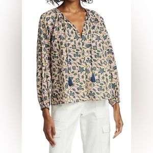 Derek Lam 10 Crosby Devon Floral Long Sleeve Blouse Pink Blue 4